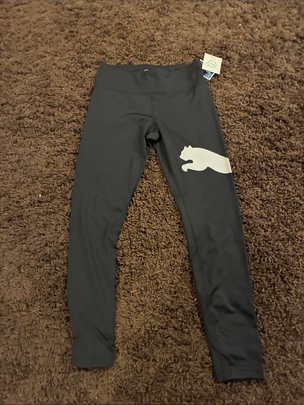 Puma Black Leggings with White Puma Emblem